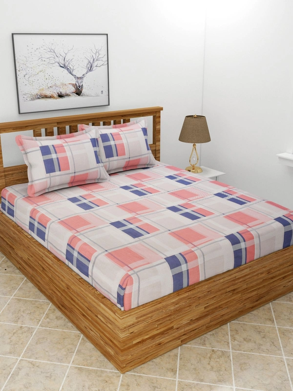 MORADO Premium Glace Cotton Double King Bedsheet with 2 King Size Pillow Covers (108x108 Inches)