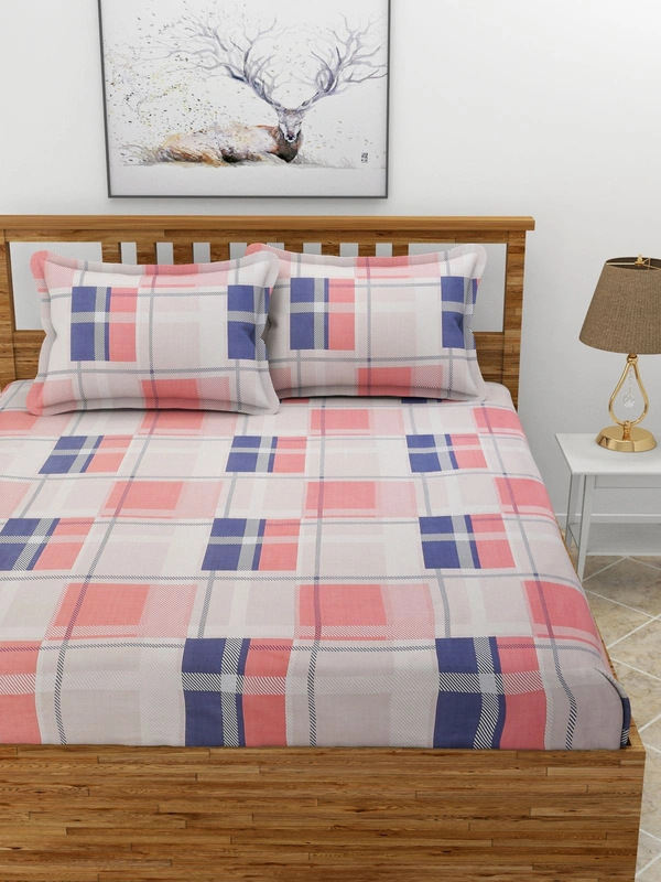 MORADO Premium Glace Cotton Double King Bedsheet with 2 King Size Pillow Covers (108x108 Inches)