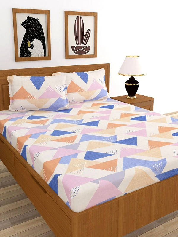 MORADO Premium Glace Cotton Double King Bedsheet with 2 King Size Pillow Covers (108x108 Inches)