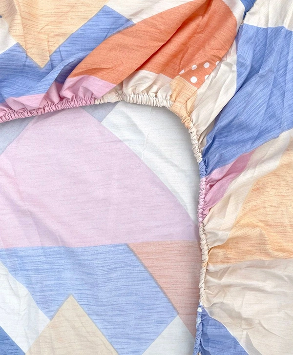 MORADO Premium Glace Cotton Double King Bedsheet with 2 King Size Pillow Covers (108x108 Inches)