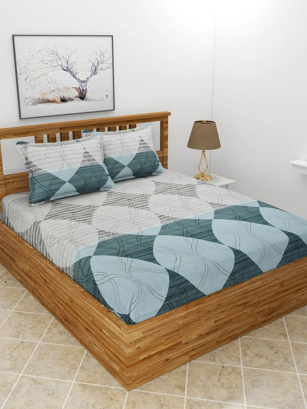 MORADO Premium Glace Cotton Double King Bedsheet with 2 King Size Pillow Covers (108x108 Inches)