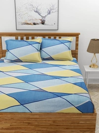 MORADO Premium Glace Cotton Double King Bedsheet with 2 King Size Pillow Covers (108x108 Inches) - Multicolor