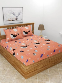 MORADO Premium Glace Cotton Elastic Fitted Double Bedsheet with 2 Pillow Covers (72x78x8 Inches) - Pink, Hand Wash or Machine Wash, Wash Dark Colors Separately, Do not Bleach