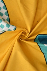 MORADO Premium Glace Cotton Elastic Fitted Double Bedsheet with 2 Pillow Covers (72x78x8 Inches) - Yellow