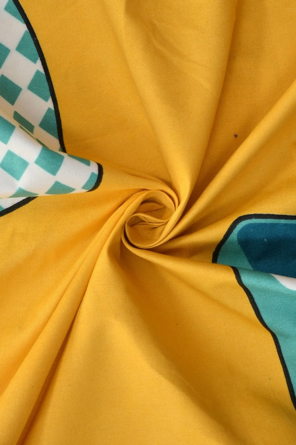 MORADO Premium Glace Cotton Elastic Fitted Double Bedsheet with 2 Pillow Covers (72x78x8 Inches) - Yellow