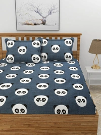 MORADO Premium Glace Cotton Elastic Fitted Double Bedsheet with 2 Pillow Covers (72x78x8 Inches) - Black, Hand Wash or Machine Wash, Wash Dark Colors Separately, Do not Bleach