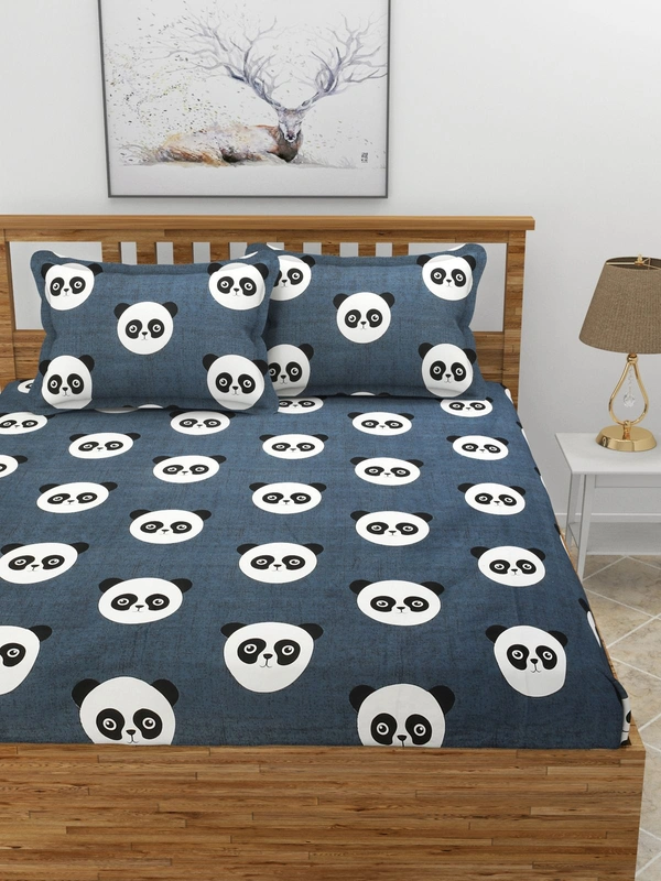 MORADO Premium Glace Cotton Elastic Fitted Double Bedsheet with 2 Pillow Covers (72x78x8 Inches) - Black, Hand Wash or Machine Wash, Wash Dark Colors Separately, Do not Bleach