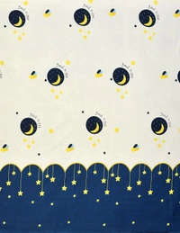 MORADO Premium Glace Cotton Elastic Fitted Double Bedsheet with 2 Pillow Covers (72x78x8 Inches) - Blue Offwhite, Hand Wash or Machine Wash, Wash Dark Colors Separately, Do not Bleach