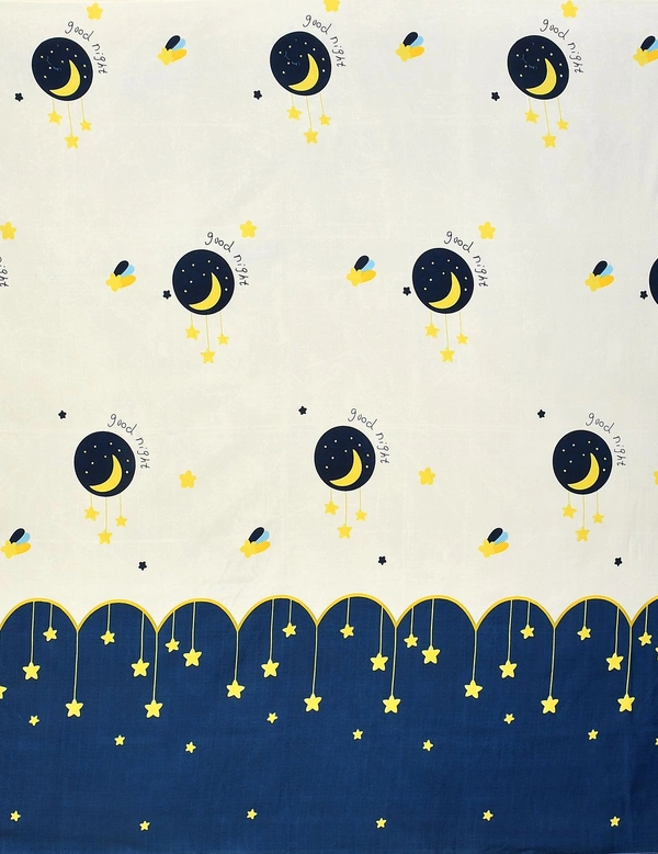 MORADO Premium Glace Cotton Elastic Fitted Double Bedsheet with 2 Pillow Covers (72x78x8 Inches) - Blue Offwhite, Hand Wash or Machine Wash, Wash Dark Colors Separately, Do not Bleach