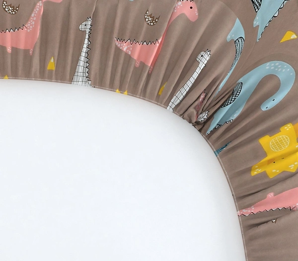 MORADO Premium Glace Cotton Elastic Fitted Single Bedsheet with 1 Pillow Cover (36x72x8 Inches) - Brown