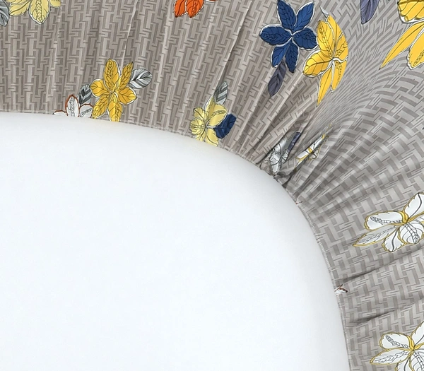 MORADO Premium Glace Cotton Elastic Fitted Double Bedsheet with 2 Pillow Covers (72x78x10 Inches)