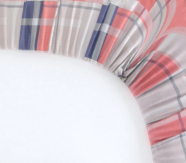 MORADO Premium Glace Cotton Elastic Fitted Double Bedsheet with 2 Pillow Covers (72x78x10 Inches)