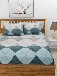 MORADO Premium Glace Cotton Elastic Fitted Double Bedsheet with 2 Pillow Covers (72x78x10 Inches)