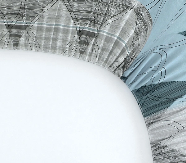 MORADO Premium Glace Cotton Elastic Fitted Double Bedsheet with 2 Pillow Covers (72x78x10 Inches)