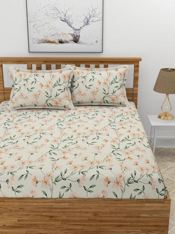 MORADO Premium Glace Cotton Double Bedsheet With 2 King Size Pillow Covers (90x100 Inches) - 90x100 Inches, Pink