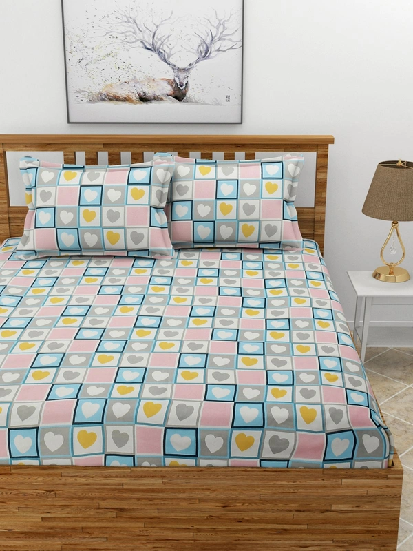 MORADO Premium Glace Cotton King Size Double Bedsheet With 2 King Size Pillow Covers (108x108 Inches) - 108x108 Inches, Multicolor