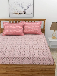 MORADO Premium Glace Cotton King Size Double Bedsheet With 2 King Size Pillow Covers (108x108 Inches) - 108x108 Inches, Pink