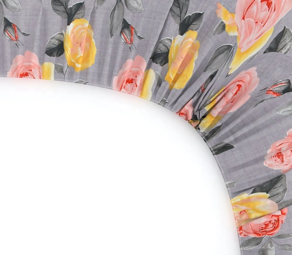 MORADO Premium Glace Cotton Elastic Fitted Double Bedsheet with 2 King Size Pillow Covers (72x78x10 Inches) - 72x78x10 Inches, Multicolor