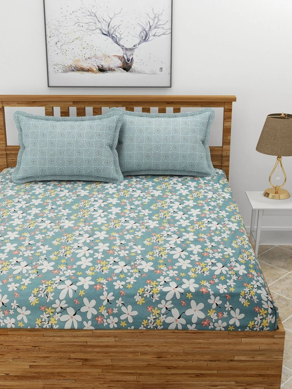 MORADO Premium Glace Cotton King Size Double Bedsheet With 2 King Size Pillow Covers (108x108 Inches) - 108x108 Inches, Grey