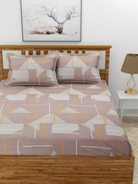 MORADO Premium Glace Cotton Elastic Fitted Double Bedsheet with 2 King Size Pillow Covers (72x78x8 Inches) - 72x78x8 Inches, Brown