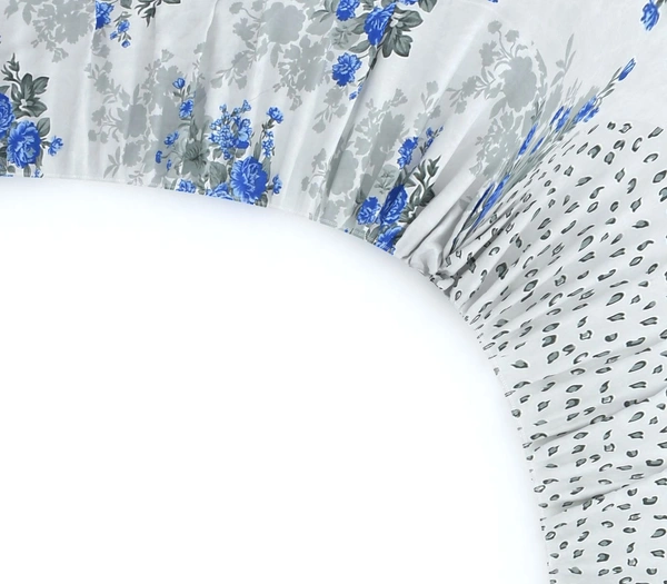 MORADO Premium Glace Cotton Elastic Fitted Double Bedsheet with 2 Pillow Covers (72x78x8 Inches) - 72x78x8 Inches