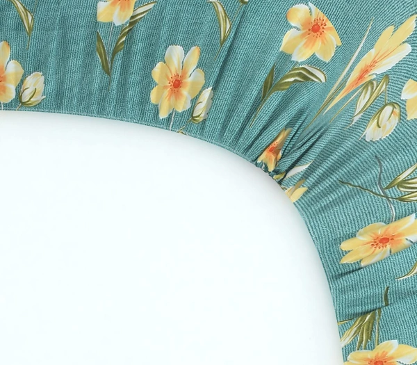 MORADO Premium Glace Cotton Elastic Fitted Double Bedsheet with 2 Pillow Covers (72x78x8 Inches) - 72x78x8 Inches