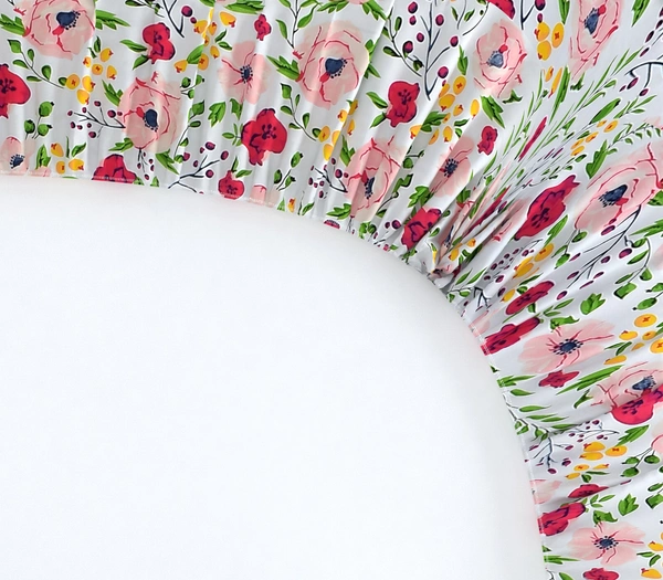 MORADO Premium Glace Cotton Elastic Fitted Single Bedsheet With 1 Pillow Cover (36x72x8 Inches) - 36x72x8 Inches, Pink