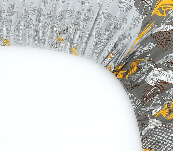 MORADO Premium Glace Cotton Elastic Fitted Single Bedsheet With 1 Pillow Cover (36x72x8 Inches) - 36x72x8 Inches, Charcoal