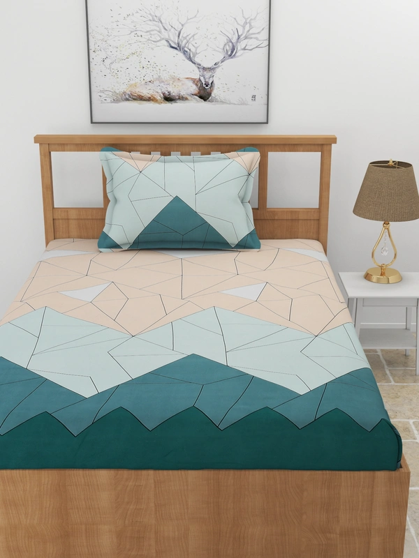 MORADO Premium Glace Cotton Single Bedsheet With 1 King Size Pillow Cover (60x90 Inches) - 60x90 Inches, Multicolor