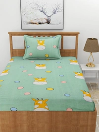 MORADO Premium Glace Cotton Single Bedsheet With 1 King Size Pillow Cover (60x90 Inches) - 60x90 Inches