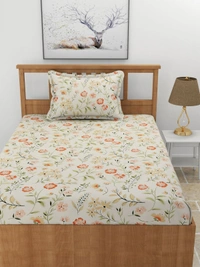 MORADO Premium Glace Cotton Single Bedsheet With 1 King Size Pillow Cover (60x90 Inches) - 60x90 Inches