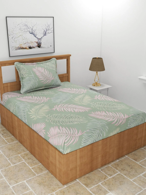 MORADO Premium Glace Cotton Single Bedsheet With 1 King Size Pillow Cover (60x90 Inches) - 60x90 Inches