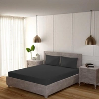 MORADO Premium Glace Cotton Stripe Double Bedsheet With 2 King Size Pillow Covers for Home-Hotels-Guest House (108x108 Inches) - 108x108 Inches, Dark Grey