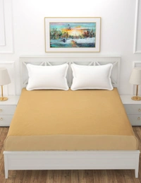 MORADO Water Resistant Terry Cotton Queen/King Size Elastic Fitted Mattress Protector (75x78x12 Inches - Fits Up To 12 Inches Mattress), Beige - 75x78x12 Inches, Beige