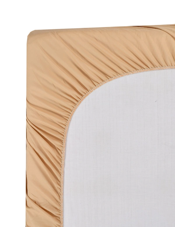 MORADO Water Resistant Terry Cotton Queen/King Size Elastic Fitted Mattress Protector (75x78x12 Inches - Fits Up To 12 Inches Mattress), Beige - 75x78x12 Inches, Beige