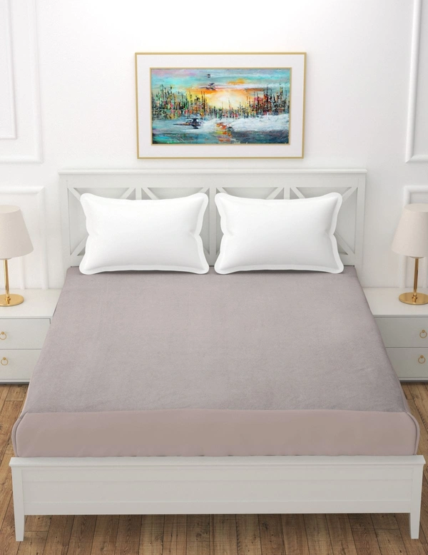 MORADO Water Resistant Terry Cotton Queen/King Size Elastic Fitted Mattress Protector (75x78x12 Inches - Fits Up To 12 Inches Mattress), Grey - 75x78x12 Inches, Grey