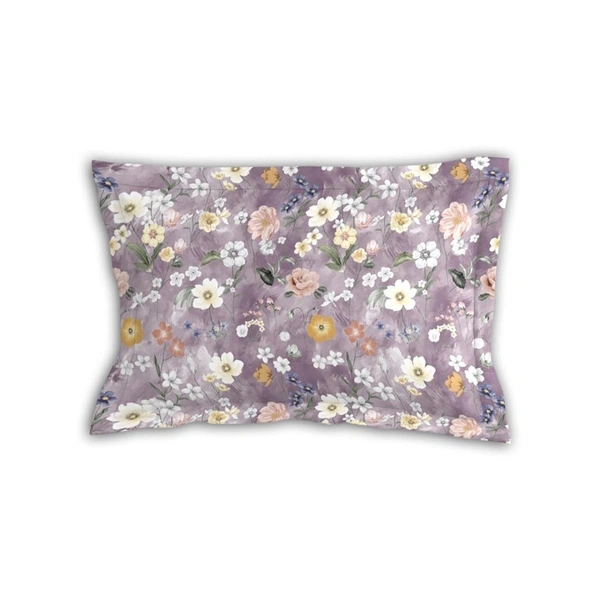 Morado MORADO Premium Glace Cotton Single Fitted Bedsheet With 1 King Size Pillow Cover (36x72x8 Inches)-Purple
