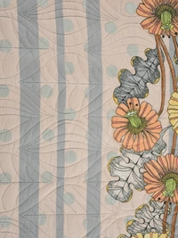 MORADO Glace Cotton Luxury Ultrasonic Printed Lightweight All Season Bedspreads/Quilted Bed Cover With 2 King Size Pillow Covers - (90x100 inches -Peach & Grey Floral) - 90x100 Inches, Web Orange