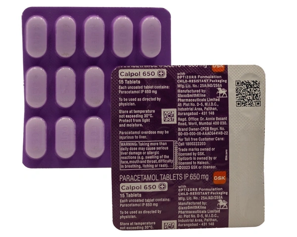 GLAXOSMITHKLIN Calpol 650Mgtab (15 Tab)