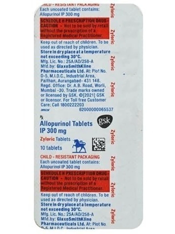 GLAXOSMITHKLIN Zyloric 300Mgtab (10 Tab)