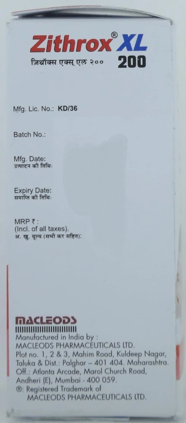 MACLEODS PHARMACEUTICALS Zithrox Xl 200 Syrup (30 Ml)