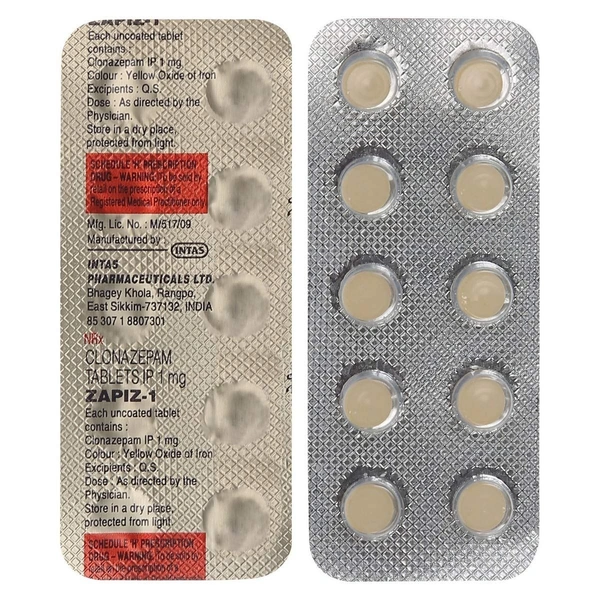 INTAS PHARMACEUTICALS LTD. Zapiz 1Mgtab (15 Tab)