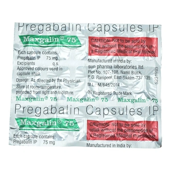 SUN PHARMA Maxgalin 75Mg Cap (15 Cap)