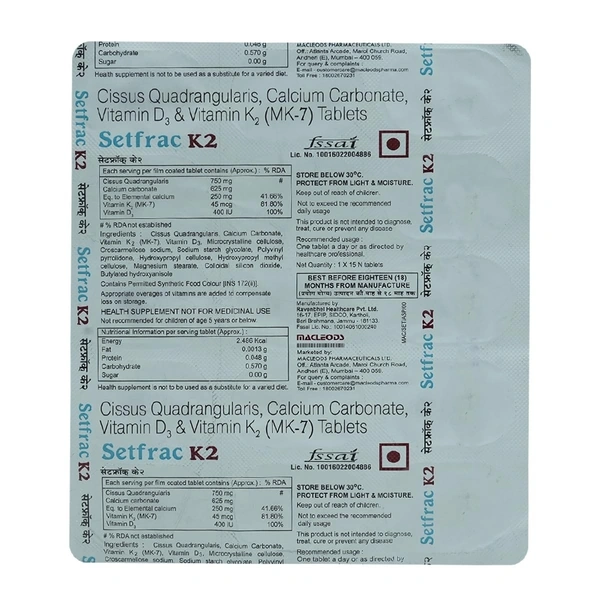MACLEODS PHARMACEUTICALS Setfrac K2 Tab (15 Tab)