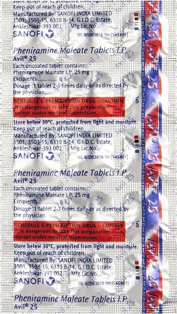 SANOFI INDIA LIMITED Avil 25Mgtab (15 Tab)