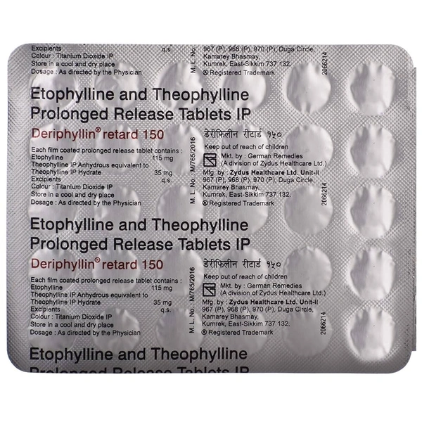 ZYDUS CADILA Deriphyllin Retard 150Mgtab (30 Tab)