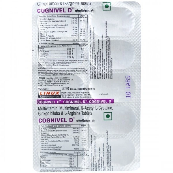 LINUX LABORATORIES PVT.LTD Cognivel D Tab (10 Tab)
