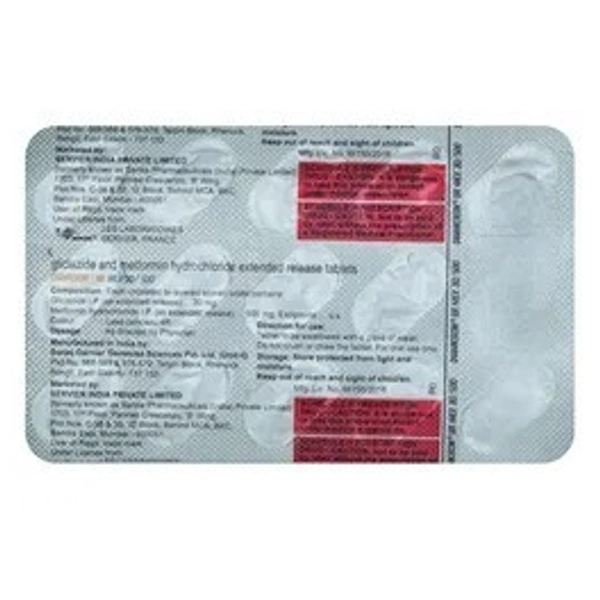 SERDIA PHARMA LTD. Diamicron Xr Mex 30/500Mgtab (15 Tab)