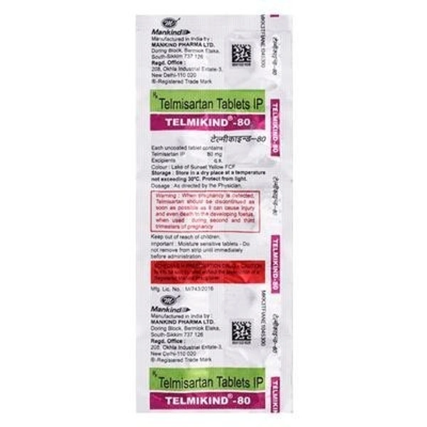 MANKIND PHARMA Telmikind 80Mgtab (10 Tab)