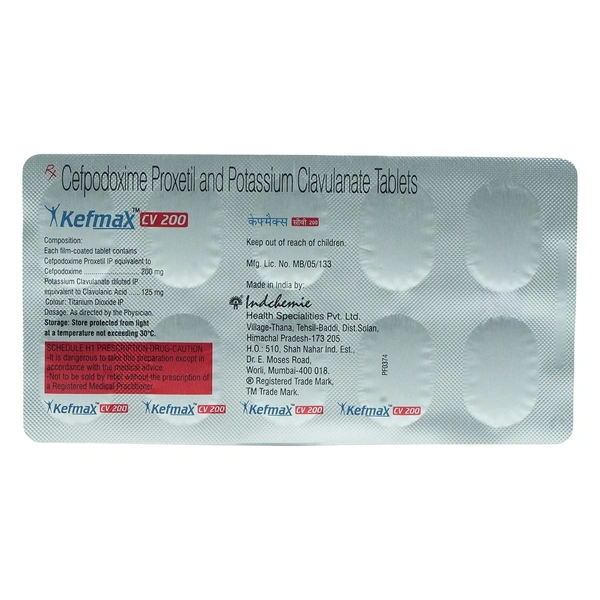 INDCHEMIE Kefmax Cv 200Mgtab (10 Tab)